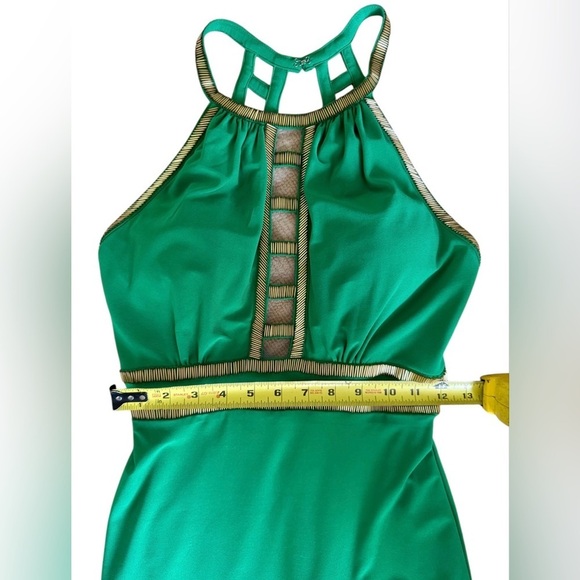Xscape Emerald Green Beaded Prom Dress Formal Evening Gown Halter Black Tie Sz 2 - Picture 10 of 10